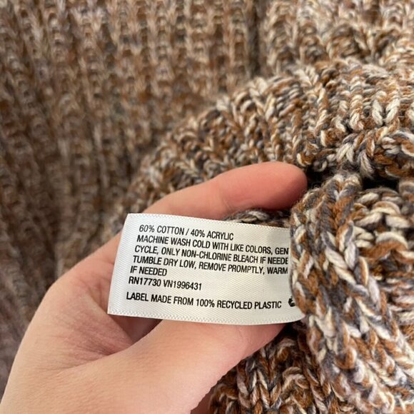 UNIVERSAL THREAD Crewneck Pullover Sweater Brown White Gray Chunky Knit Cotton M - Picture 11 of 14